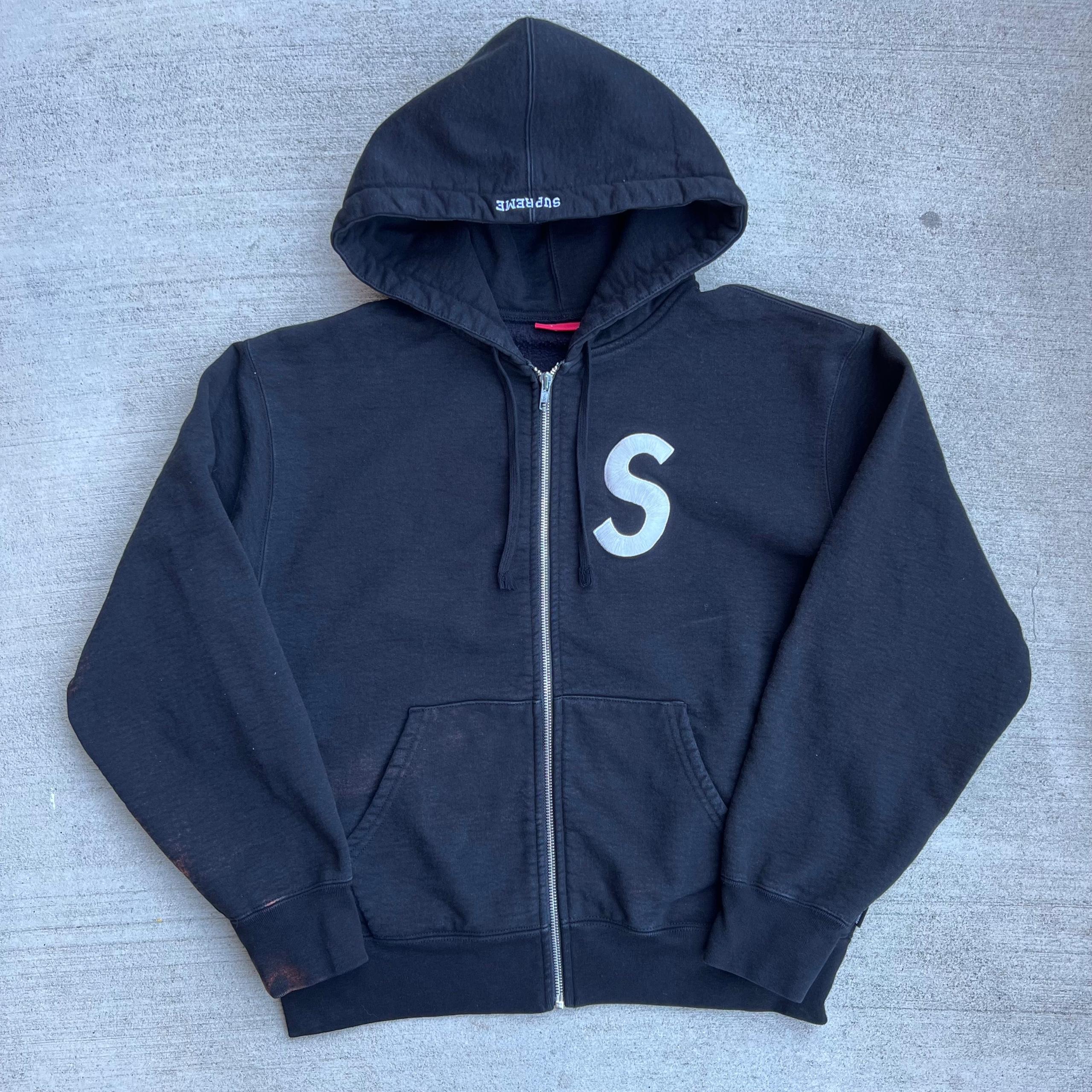 Supreme S Logo Zip Hoodie Black