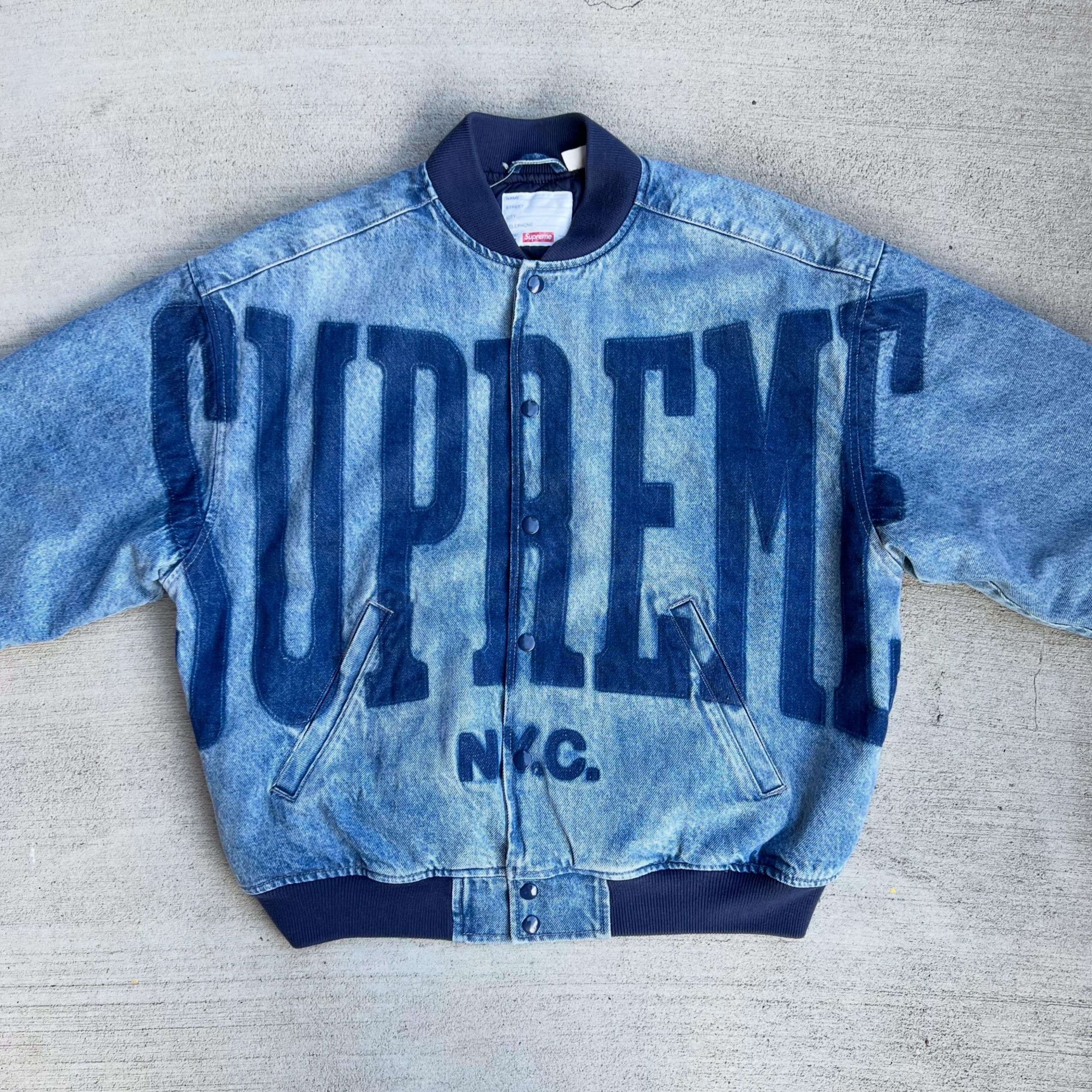 Supreme Washed Knockout Denim Varsity Jacket