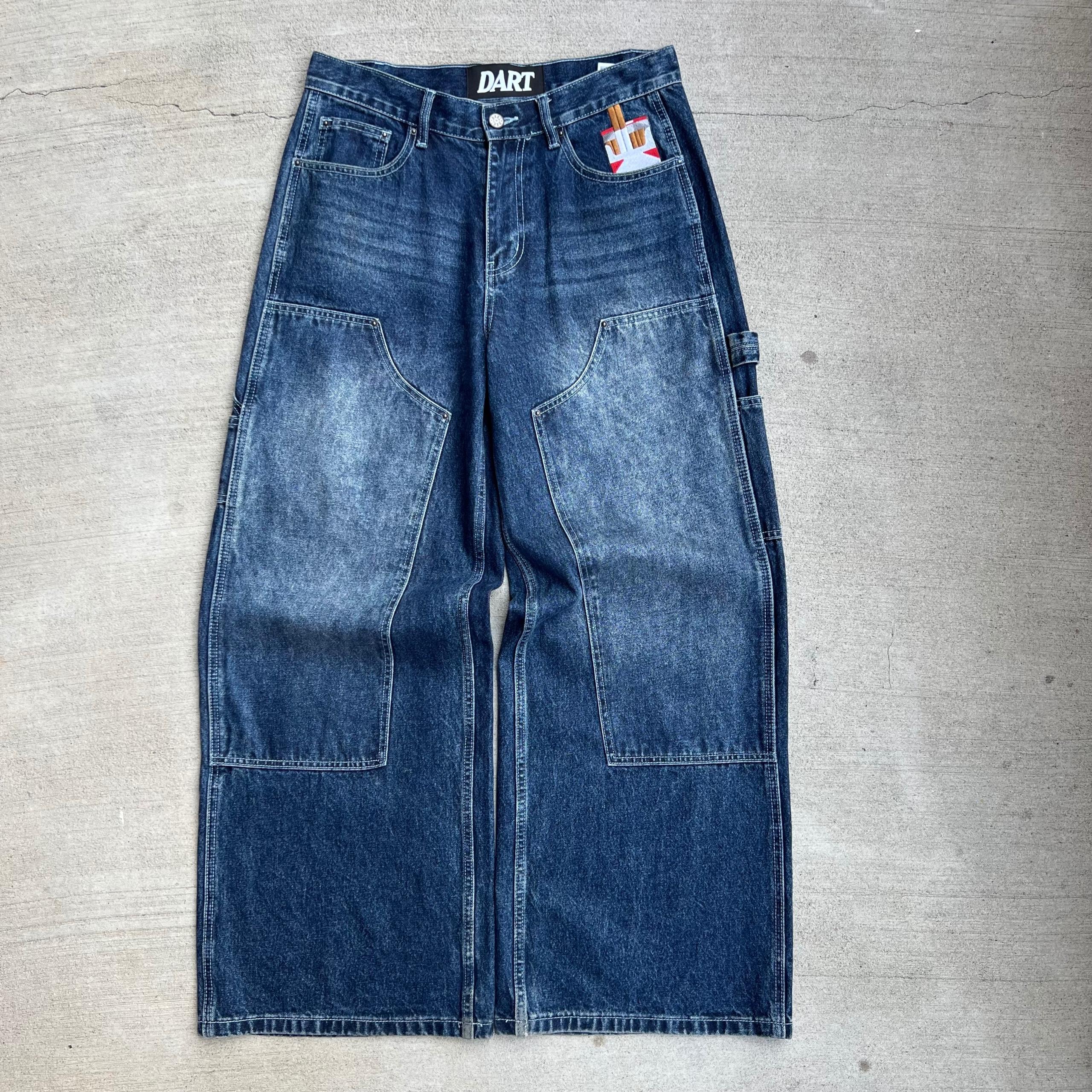 Dart Dark Wash Double Knee Pants