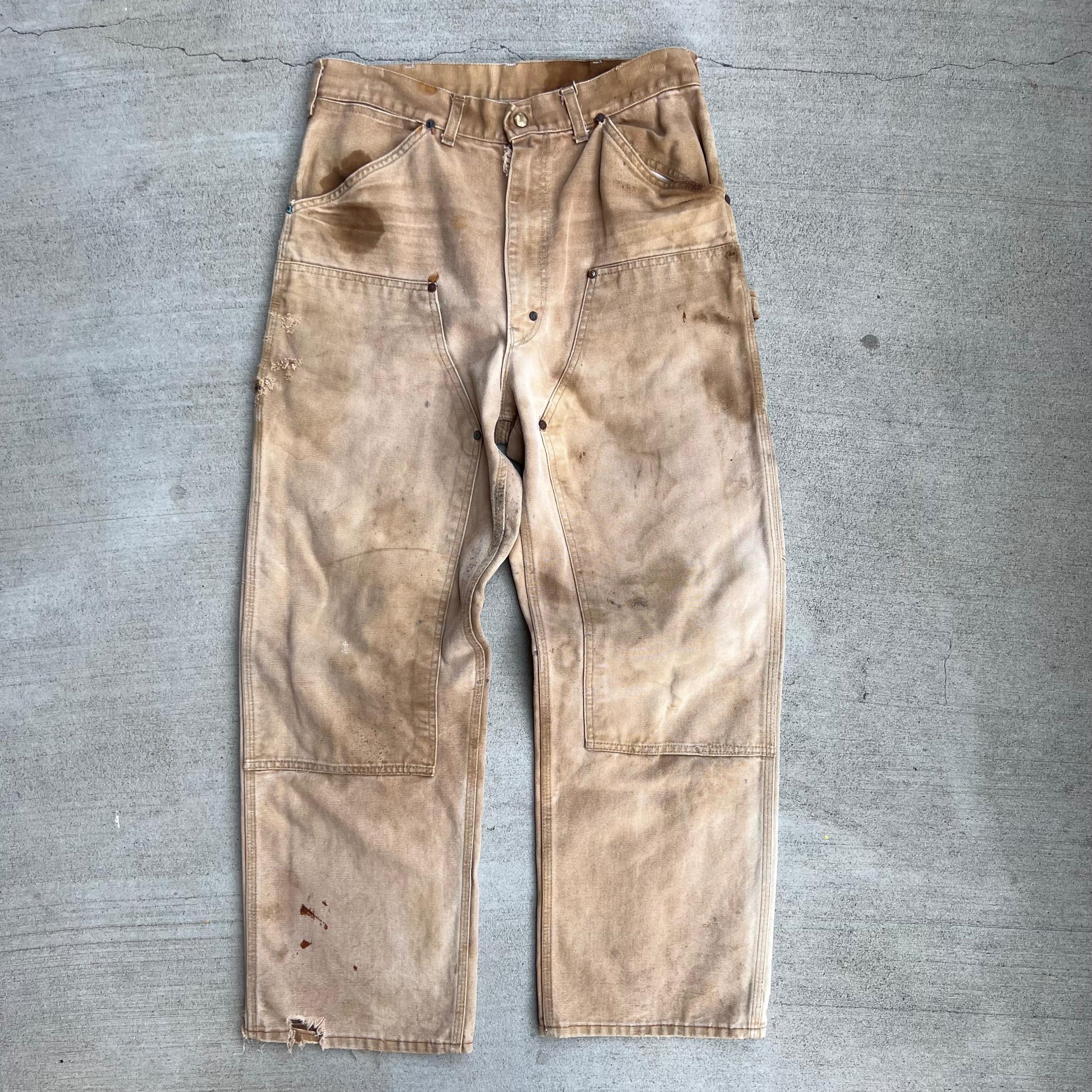 Carhartt Tan Distressed Double Knee Pants