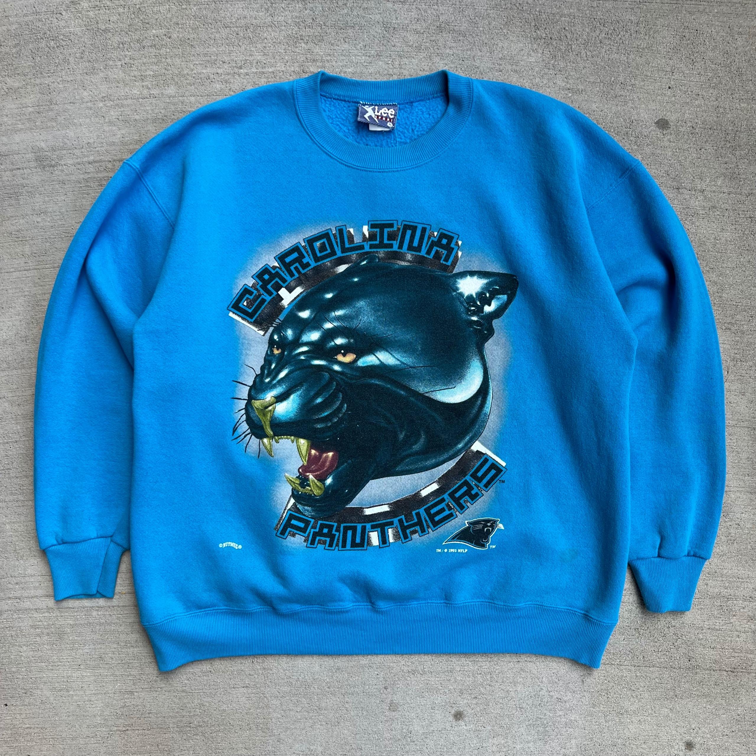 Carolina Panthers Cat Face Blue Crewneck