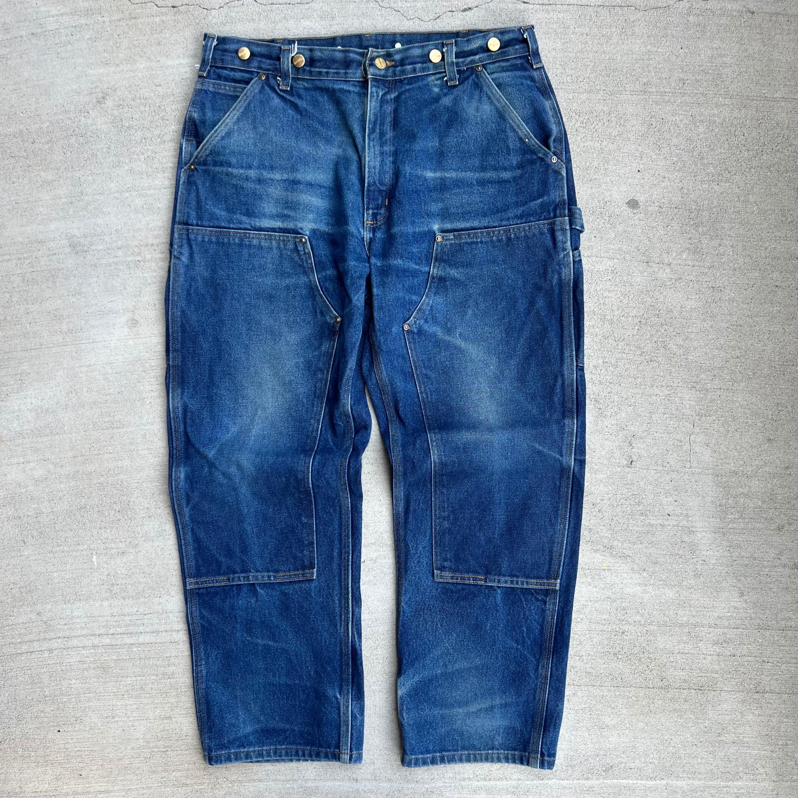 Carhartt Dark Wash Faded Denim Double Knee Pants
