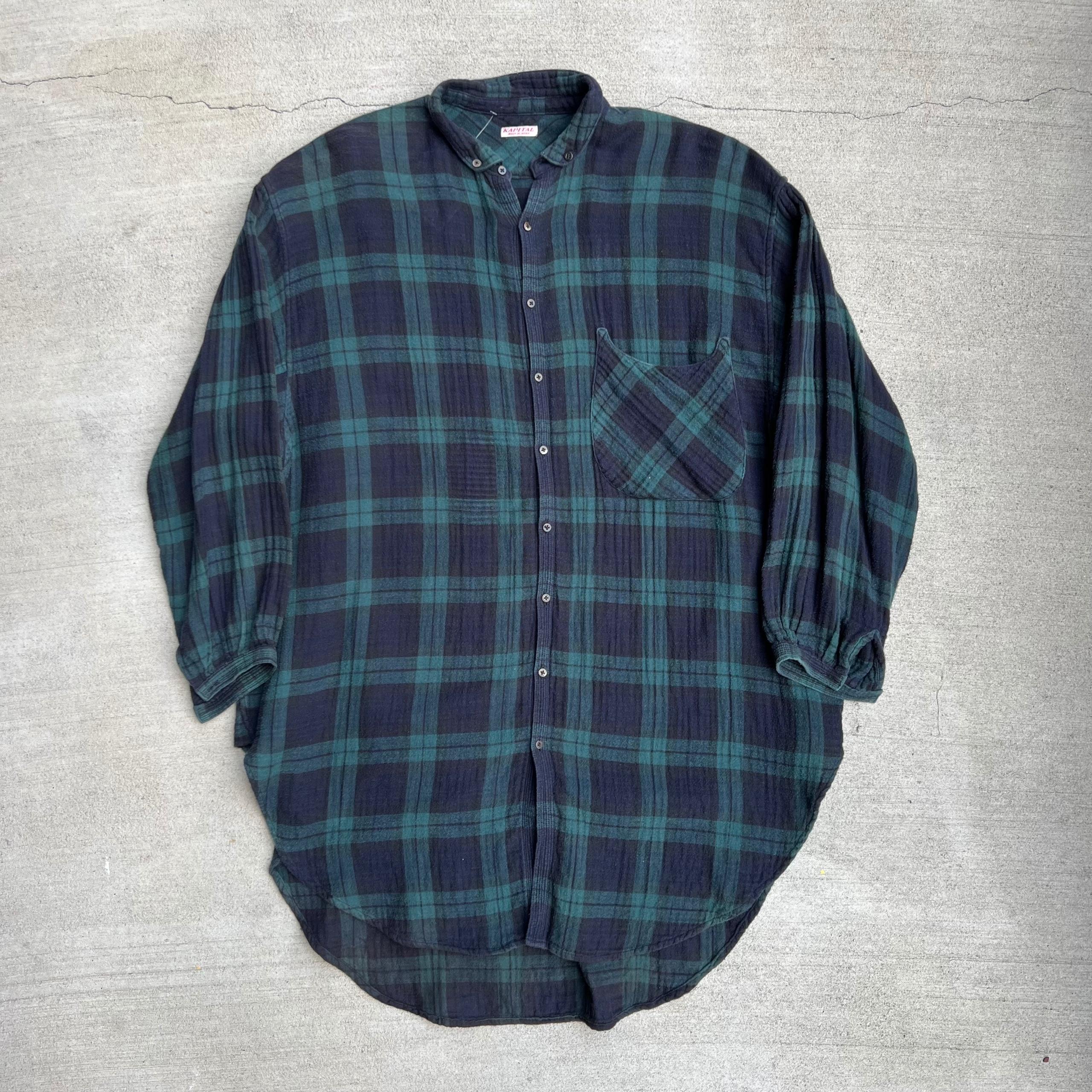 Kapital Navy Green Long Flannel
