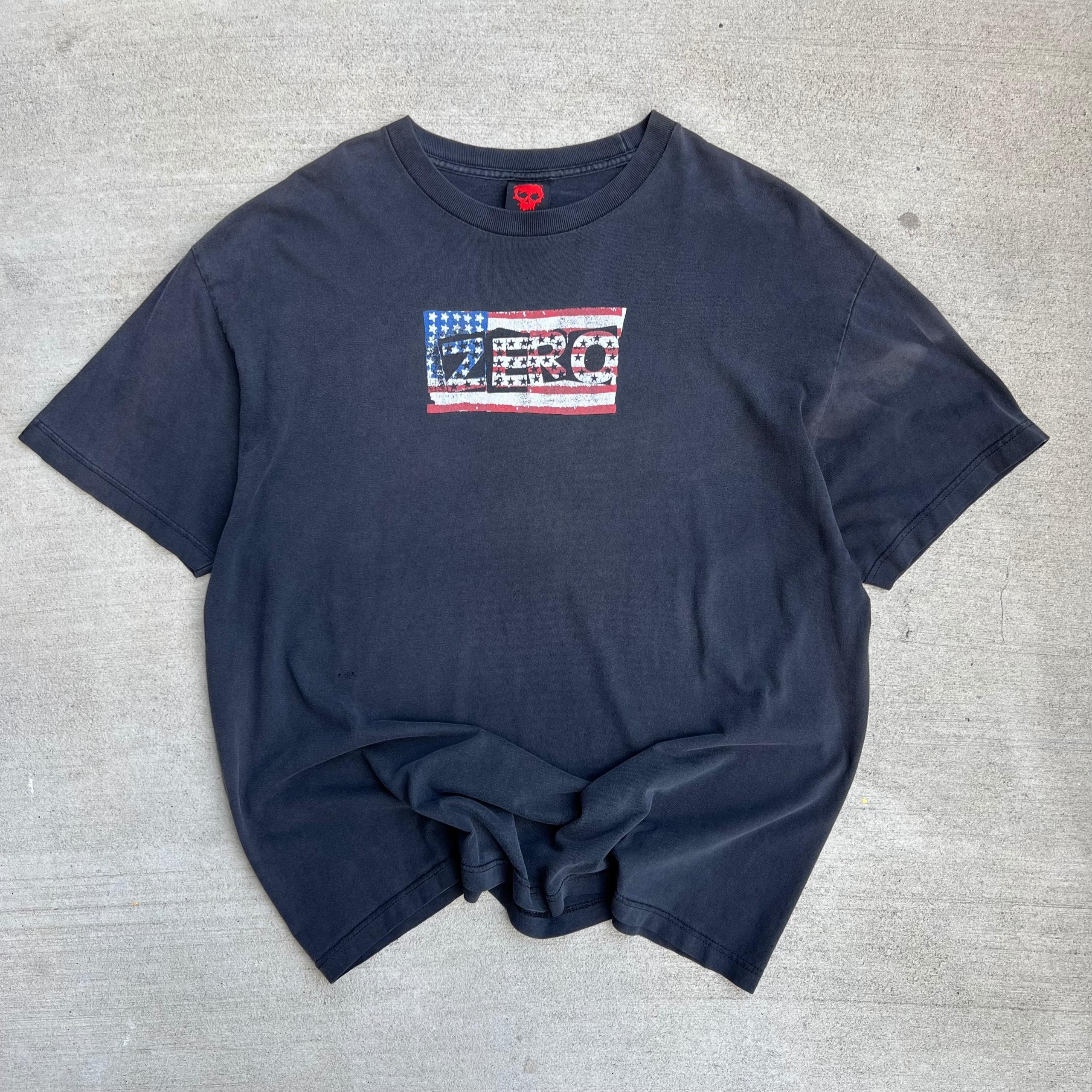 Zero American Flag Logo Black Tee
