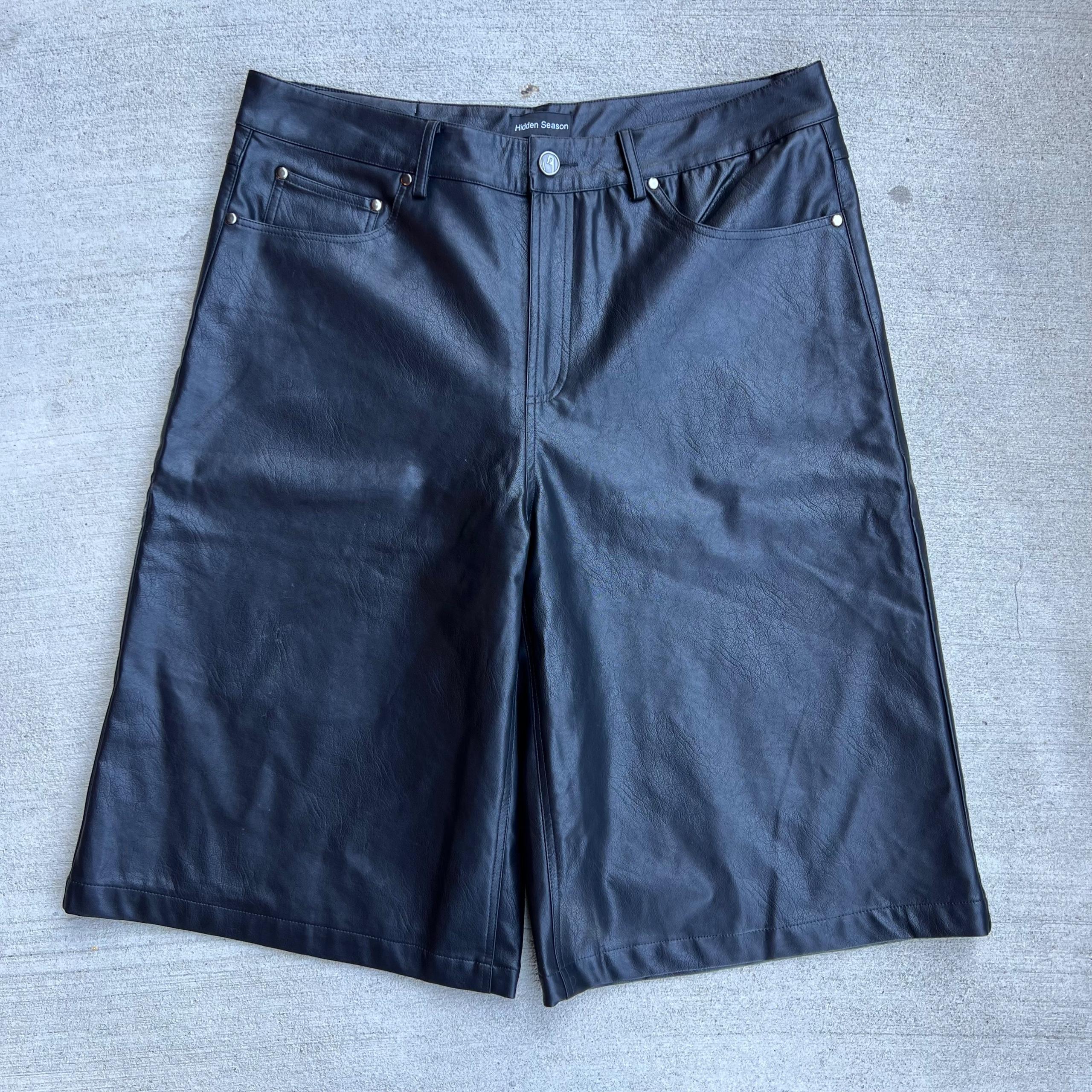 Hidden Season Black Leather Shorts