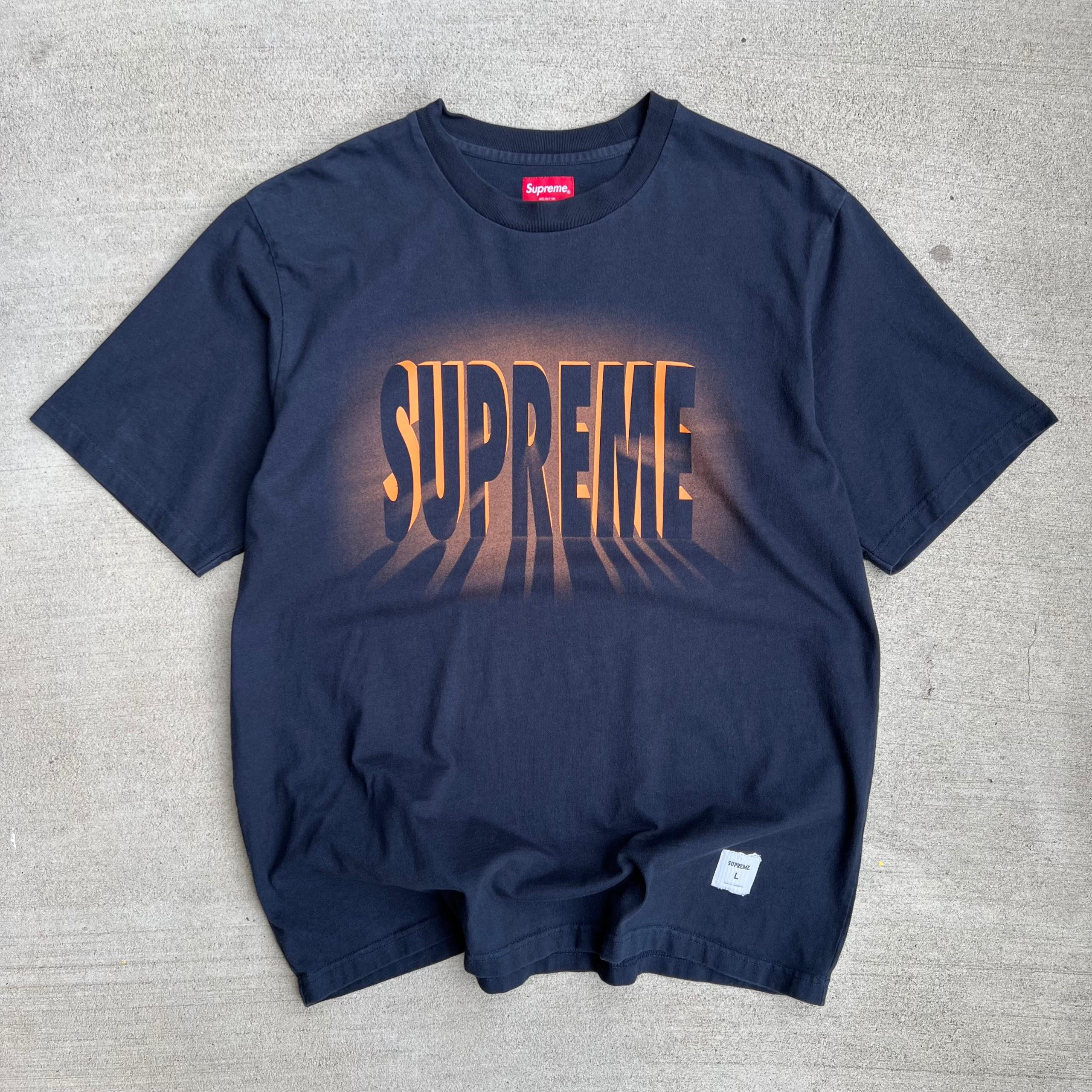 Supreme Navy Orange Light Logo Tee